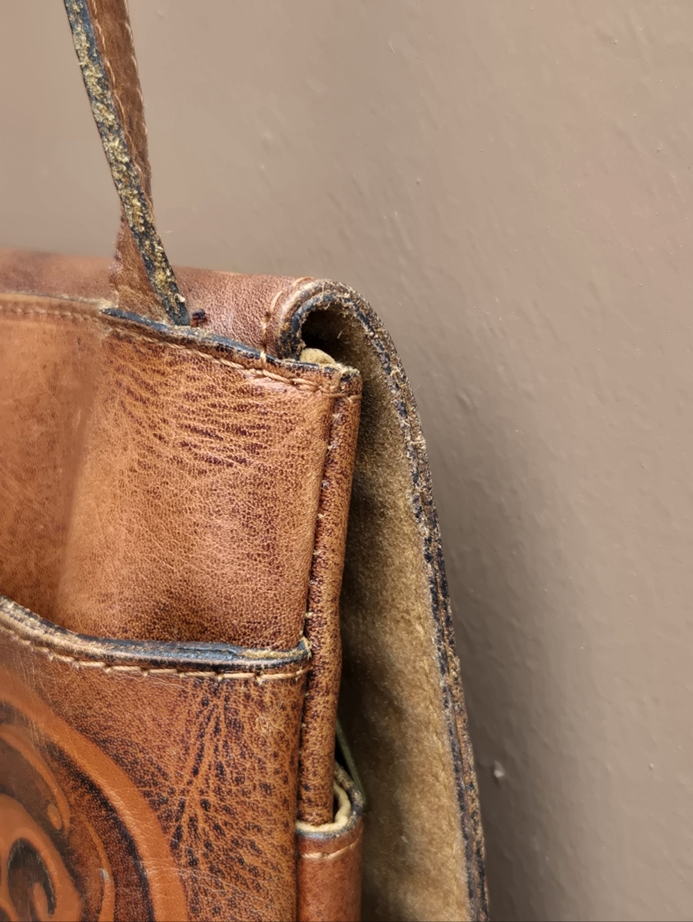 Patricia Nash Granada Crossbody Bag Tooled Leather Floral Brown - Picture 8 of 14